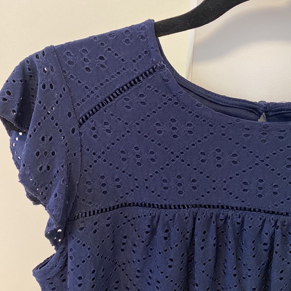 Adrianna Papell Knit Eyelet Flutter Sleeve Top sz S - Picture 4 of 8